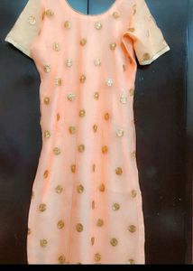 Light Orange Kurta Golden Skirt &amp; Dupatta 40 Bust