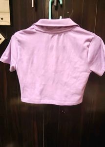 Lilac Collared Cropped Top