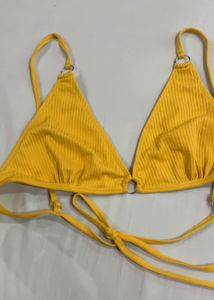 Yellow Ribbed Bikini Top