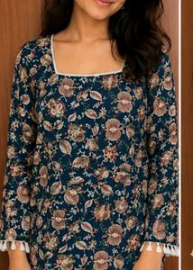 Floral Peplum Kurta with Tassels