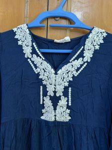 Navy Blue Embroidered Dress