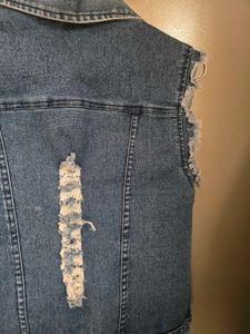 Distressed Denim Vest Jacket