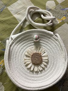 White Woven Circle Bag