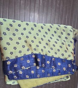 Elegant Navy-Mint Silk Saree with  blouse