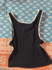FOREVER 21 Black Lace Trim Heartless Tank Top