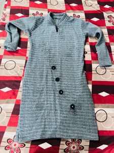 Stylish Grey Striped Kurta with Embellishments