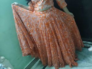 Beautiful Orange Embroidered Lehenga Set