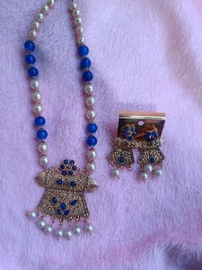 Blue N Malti Long Beads Set Combo