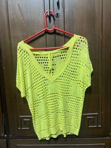 Lime Green Cropped Knit Top