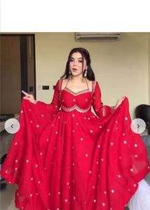 Stunning Red Embroidered Anarkali Gown