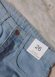 Light Wash Denim Maxi Skirt with Slit