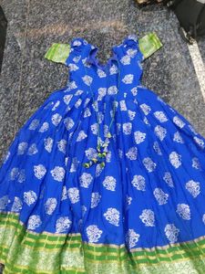 Royal Blue Printed Anarkali Gown