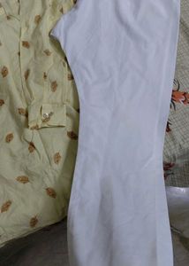 Yellow Printed Kurta with White Pants