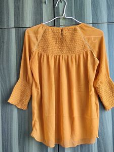 Orange Smocked Blouse - Size M