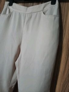 Cream Flared Trousers