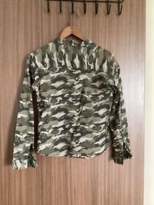 Camouflage Print Button-Up Shirt