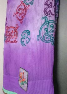 Elegant Purple Saree with Floral Border