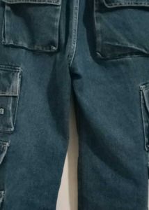Blue Denim Cargo Pants
