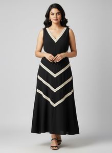 Elegant Black Chevron Dress