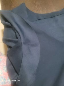 Navy Blue Flutter Sleeve Top