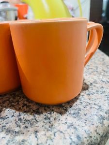 Set of 6 Bright Orange Mugs