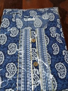 Short Blue Paisley Print Kurti - Size 40