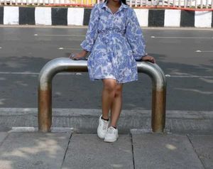 Women's Paisley Shirt Dress – Belted Waist, Puff