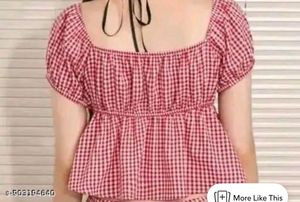 Red Gingham Off-Shoulder Top