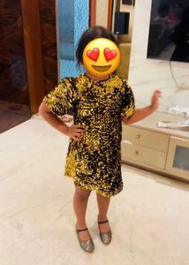 Zara Party Wear Sequince Dress (golden)