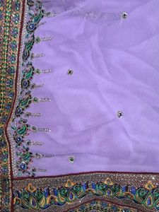 Stunning Lavender Embroidered Saree