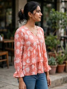 Chic Tiered Floral Print Peplum Top