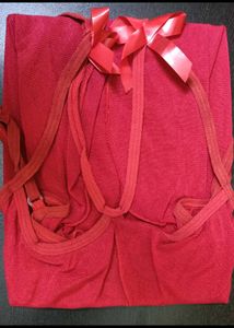 Sheer Red Nightdress with Bows