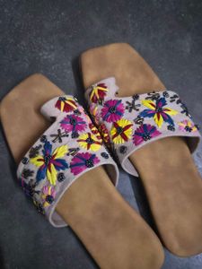 Embroidered Flat Sandals