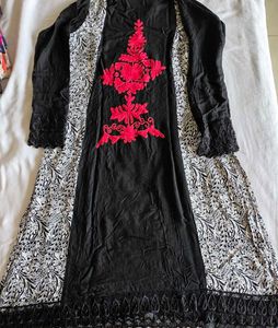 Embroidered Black Kurta