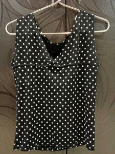 Black &amp; White Polka Dot Tank Top