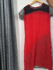 Red &amp; Black Striped Kurta