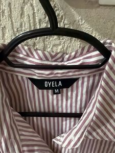 Striped Button-Down Peplum Blouse
