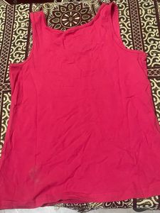 Pink Sleeveless Henley Top