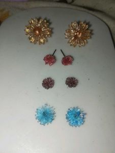 Boho Flower Earrings Set of 4