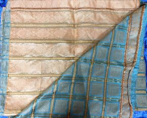 Mint Green &amp; Golden Sari Tissue Saree Ethnic Wear