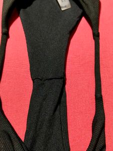 Women's Black Seamless Thong Panty | Ribbed