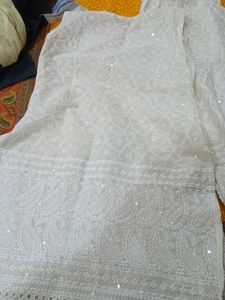 Elegance Off-White Embroidered Straight Kurta with