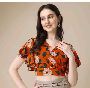 Stylish Floral Print Wrap Top