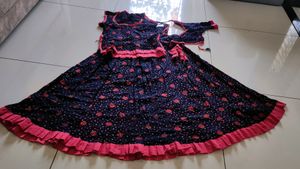Ruffle 3 piece Poshak in pure cotton material