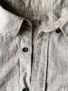 UNI QLO Men's Grey Long Sleeve Shirt