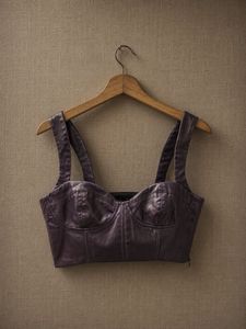 Purple Faux Leather Bustier Top