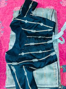 Tissue Blue  Saree with Gold Accents