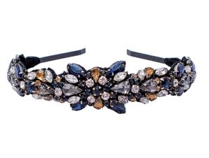 Navy Blue &amp; Silver Jeweled Headband
