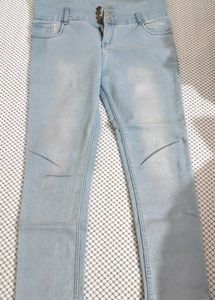 Light Wash High-Waist Button-Up Jeans