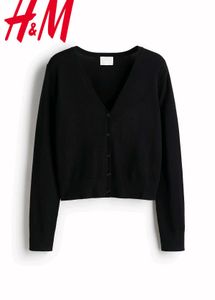 Black V-Neck Button-Up Cardigan
